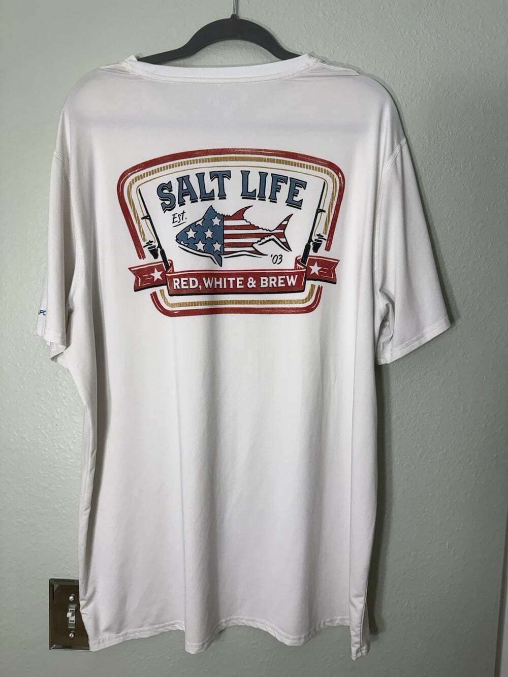 Salt Life Men’s Graphic Dri-Fit Tee Red, White and Brew XXL Patriotic